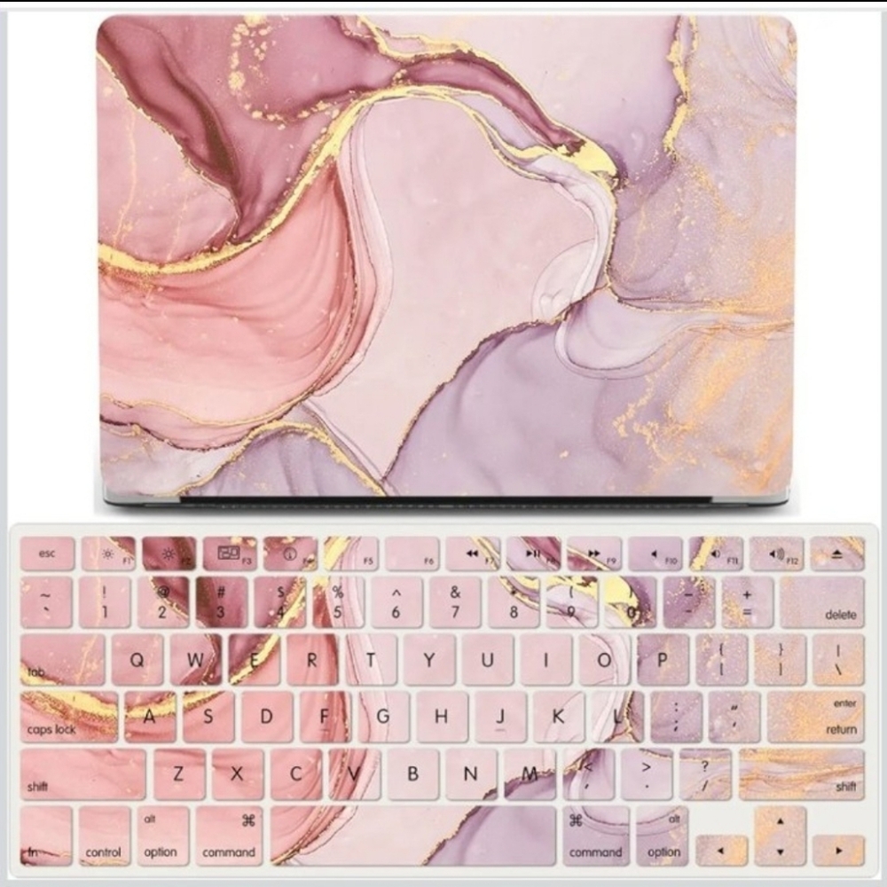 Marble-Look Hard Shell Case w/Keyboard Protector | Compatible w/ MacBook Pro 13"